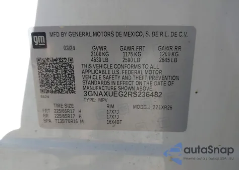 2024 Chevrolet Equinox Awd Lt from USA, damaged, VIN 3GNAXUEG2RS236482
